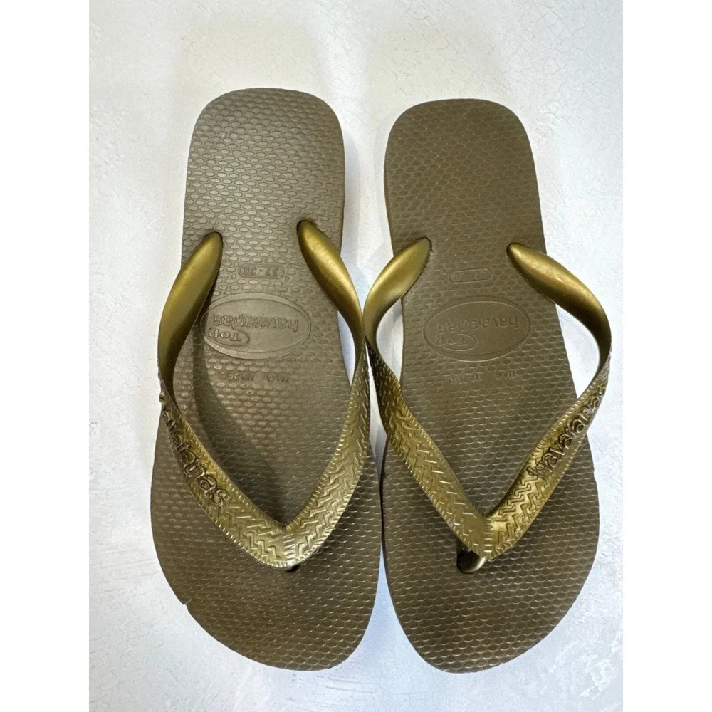 Havaianas Top Gold Flip Flops Size 6/37-38 Rubber Sandals‎ For Women